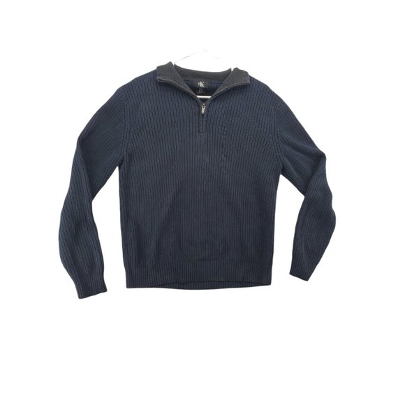 Calvin Klein Other - CALVIN KLEIN Sweater Men's Long Sleeve 1/4 Zip Cotton Blend Mock Neck Gray Large